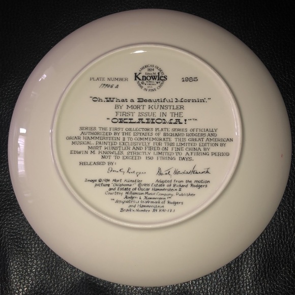 Oh, What a Beautiful Mornin' Knowles Collector Plate by Mort Künstler 1854 - Picture 2 of 2